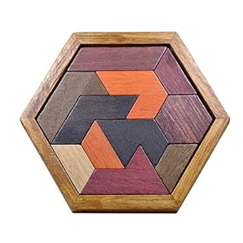 amiciKart Montessori Toys Creative Children Hexagonal Wooden Geometric Shape Jigsaw Puzzles Board Educational Intelligence Baby Kids Toys