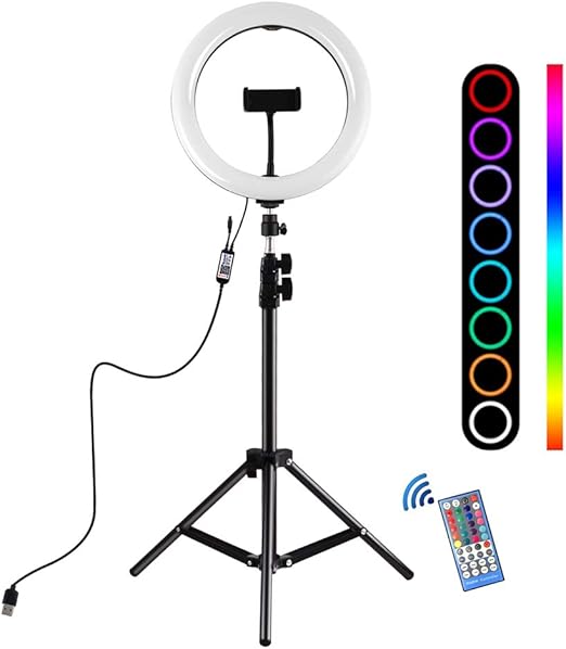 wetceaom 10 pulgadas anillo de luz led con tripode 110cm ring light para maquillaje tiktok stream fotografia vlog control remoto
