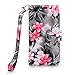 Cellularvilla Galaxy S9 Plus Wallet Case, Wallet Credit Card Slot Flip Case [Stand Feature] [Drop Protection] Protective Leather Magnetic Closure Cover for Samsung Galaxy S9 Plus (Black Pink Folwer)
