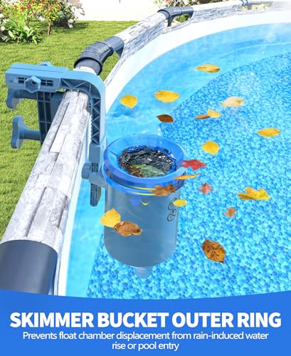 LanOcean Skimmer Piscine Hors Sol, Kit de Skimmer de Surface Suspendable et Réglable en Hauteur, Skimmers Piscine Tubulaire avec Panier de Filtre Amovible pour Piscines Hors Sol et Piscines Gonflables