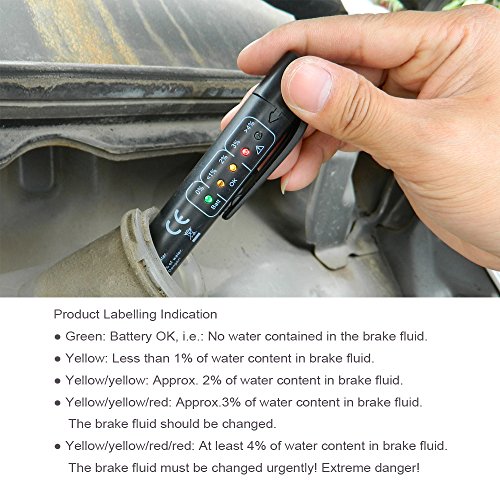 eOUTIL MT300 Brake Fluid Tester Automotive Diagnostic Testing Tool Auto Brakes Calibrated For DOT3 DOT4 with 5 LED Indicator