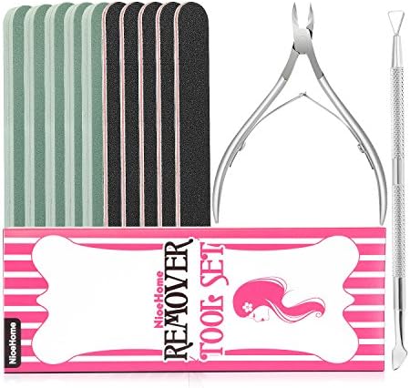 NioeHome Manicure Kit, Cuticle Nipper with Cuticle Pusher - Stainless Steel Triangle Cuticle Peeler Scraper Remove Gel Nail Polish Nail Art Remover Tool with Shiny Nail Files