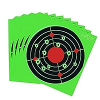 Splatter Targets - 8 Inch Bullseye Reactive Shooting Target- Shots Burst Bright Fluorescent Green Upon Impact - Gun - Rifle - Pistol - Airsoft - BB Gun - Pellet Gun - Air Rifle (25PCS/Pack)