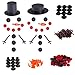 Cosweet 20 Sets Buttons for Snowman Crafts DIY- 20pcs Carrot Noses Buttons 20pcs Mini Black Top Hats Plastic Magician Hats with 120pcs Tiny Buttons& Hands for Christmas Crafting Sewing Party Supplies