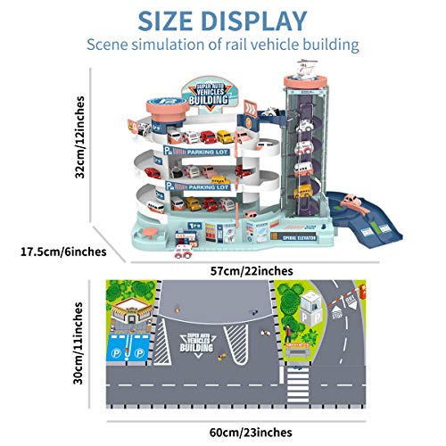 Car Parking Garage Toys, Garage Building Toy Set with Sound and Light
