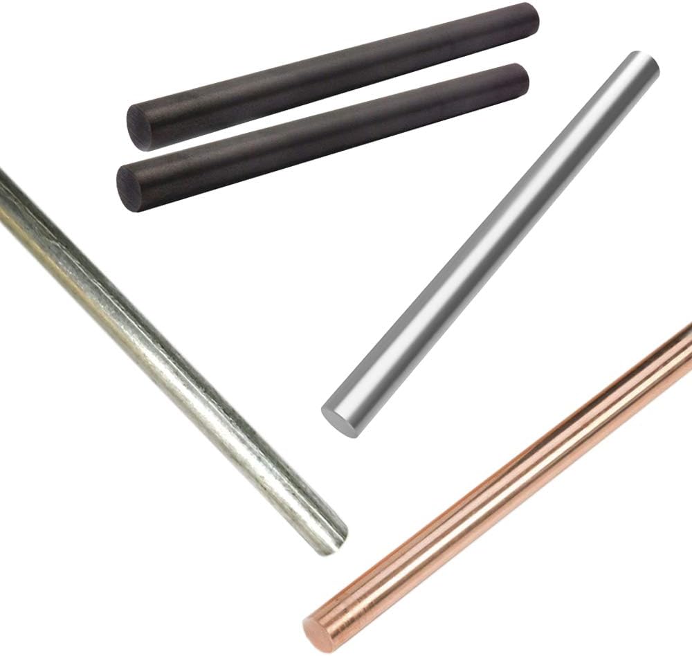 Set of 5 rod anodes/electrodes (10 cm x 6 mm) for brush electroplating: graphite, copper, zinc, nickel