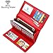 Lavemi Womens Large Capacity Genuine Leather RFID Blocking Wallets Wristlet Clutch Card Holder(Red)