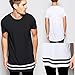 LIWEIKE Men t Shirt Extended Longline Hipster Tshirt with Striped Hem (Large, Black)