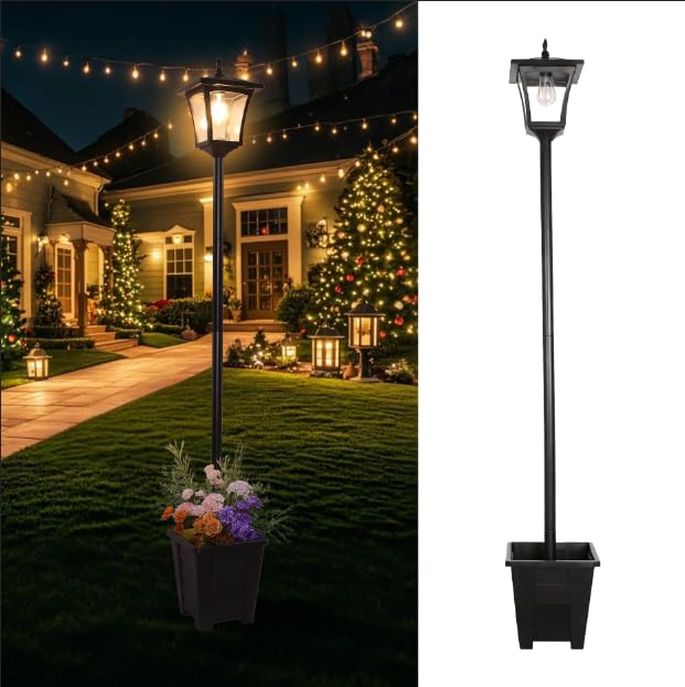 Photo 1 of ***HEAVILY USED, DAMAGED, NONFUNCTIONAL** LEOKED 59" Solar Lamp Post Light,Outdoor Waterproof Solar Post Lights with Planter,Garden Lights for Backyard, Pathway, Patio,Lawn, Driveway Decor
