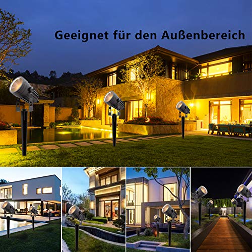 Gartenleuchten,Aourow 3W x 4 Warmweiße LED Garten landschafts beleuchtung mit Metall-Erdspieß,IP65 Wasserdichter Niederspannungs-Außenstrahler für Garten/Rasen/Terrasse/Gehweg/Baum,4er-Set