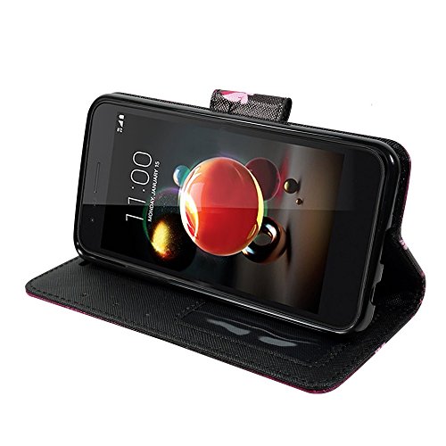 LG Tribute DYNASTY Case (Sprint, Boost) LG Aristo 2 MetroPCS T-Mobile (X210) Wallet Pouch Flip Folio [Kickstand Feature] PU Leather Cover w/ ID&Card Slot Wrist Strap by Zase (Hot Pink Butterfly) - Thumbnail 3