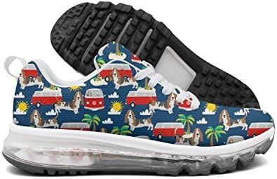 djghgpop Man New Basset Hound Dog Beach Dog Palm Tree Training Air Cushion Running Shoes