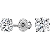 14K Yellow Gold Round Cubic Zirconia Stud Earrings, Classic Solitaire Design with Secure Screw-Back Closure, Versatile Sizes