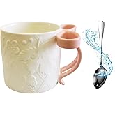Bow Mug,12oz Charming Ribbon With Bow Handle Printed Ceramics Cute Aesthetic For Women Holiday Party Home Desk Decoration Pink Bow Coffee Cups (Pink Handle)