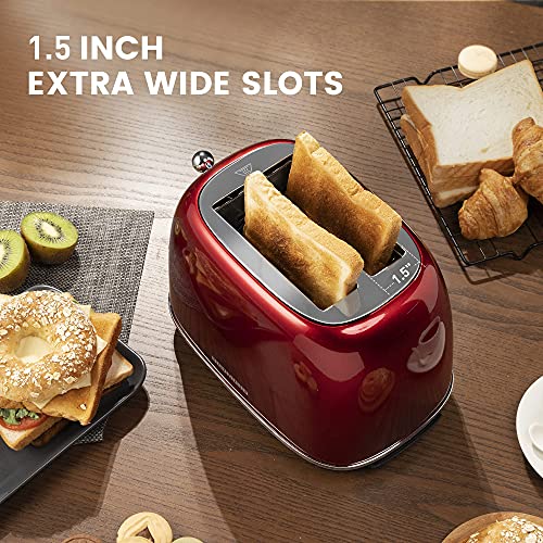 REDMOND 2 Slice Toaster Retro Stainless Steel Toaster with Bagel