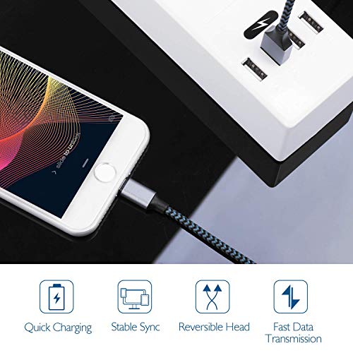 iPhone Charger,Lightning Cable 3Pack 10Ft Sundix iPhone Charger Cable Nylon Braided Charging Cable Cord Compatible X 8 8plus 7 7plus 6s 6s Plus More-Blue