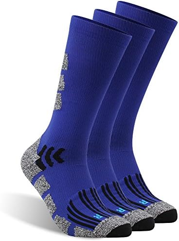 Crew Running Socks, LANDUNCIAGA 12-15mmHg Compression Cushion Quarter Hiking Sports Cycling Travel Socks,1/3 Pairs