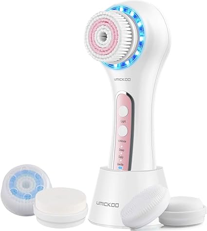 UMICKOO Facial Cleansing Brush,Red & Blue LED Light Skin Care Device,Rechargeable IPX7 Waterproof with 5 Brush Heads,Face Brush Use for Exfoliating, Massaging and Makeup Blending: Amazon.ca: Beauty