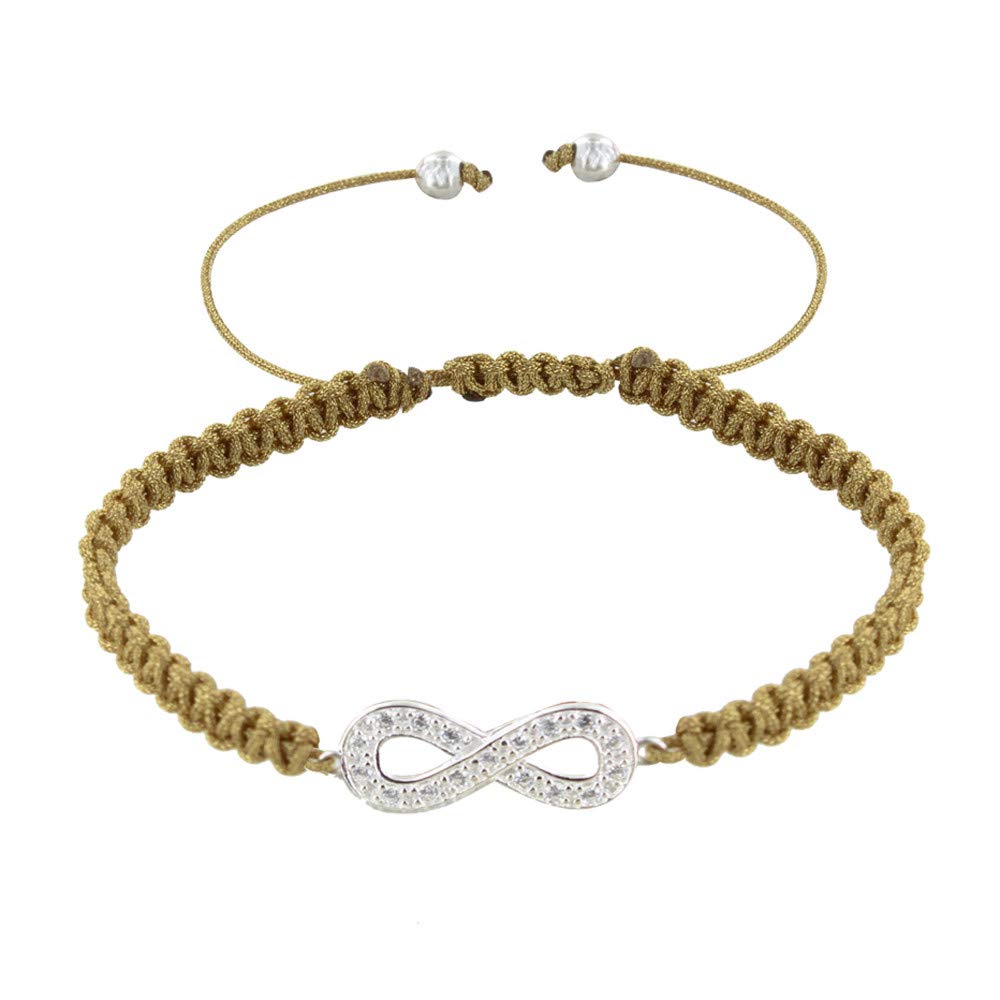 LES POULETTES BIJOUX - Sterling Silver 925 Bracelet Infinity and Rhinestones Braid Link - Classics - Gold
