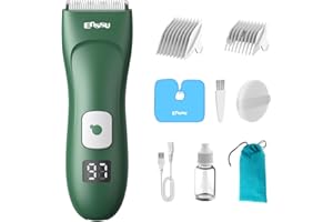 BUFCCY Baby Hair Clippers for Beginners - Professional Silent Hair Clippers Autism, Baby Hair Cutting Kit with IPX7 Waterproof, Safe Ceramic Blades and LED Display for Babies & Children & Adults (Emerald)