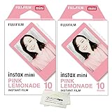 Fujifilm Instax Mini 8 and Mini 9 Pink Lemonade Film 2 Pack (20 Exposures) + Quality Photo Microfiber Cloth ...