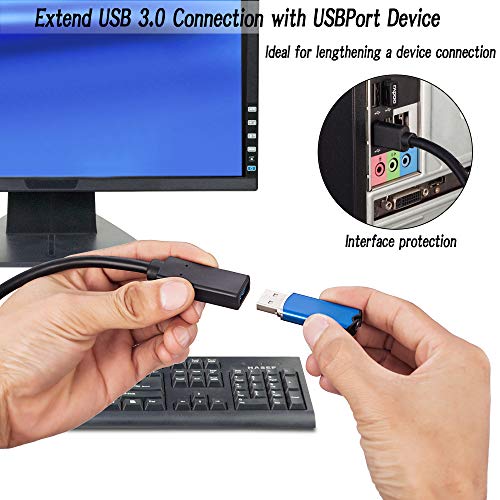 Short USB3.0 Extension Cable 2ft, SNANSHI USB 3.0 A Male to Female Extender Compatible for USB Flash Drive, Card Reader, Hard Drive,Keyboard, Printer, Scanner, Oculus VR, Playstation, Xbox - Thumbnail 3