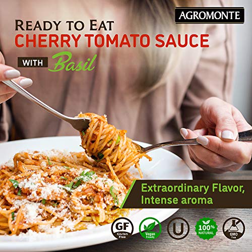 Agromonte Authentic Italian Cherry Tomato Pasta Sauce with Basil - Taste of Italy Gourmet Foodie and Chef Gift - Ready to Use, Certified Kosher, Gluten-Free, All Natural 11.64oz (2 pack)