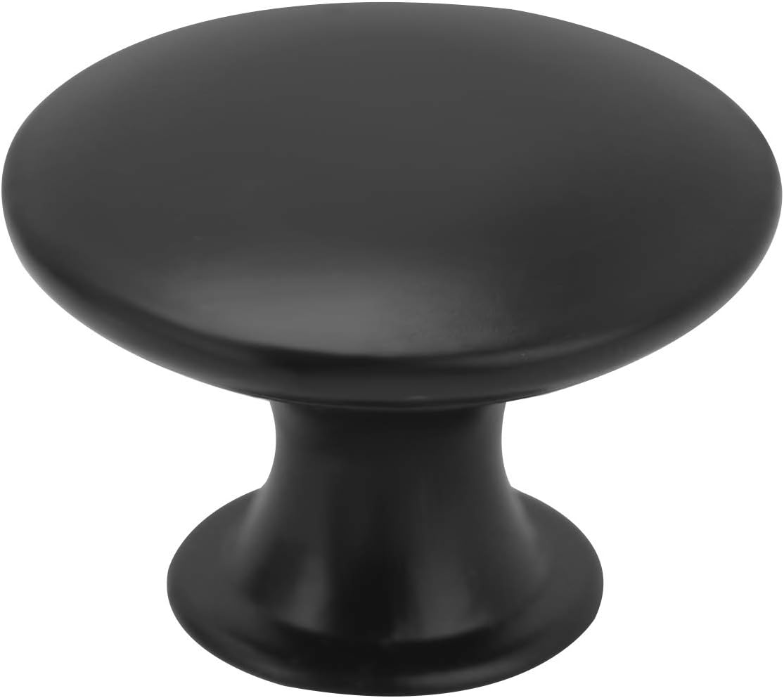 M MOKENEYE Round Cabinet Hardware Knob, Pull Hardware Handle, Rustic Round Drawer Handles for Kitchen Cabinet Cupboard Door Bedroom Dresser Drawer Pack of 12 (Black)