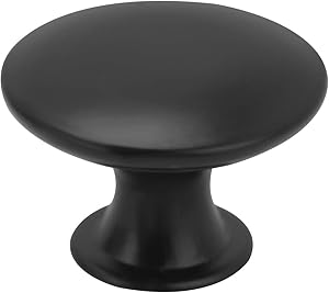 M MOKENEYE Round Cabinet Hardware Knob, Pull Hardware Handle, Rustic Round Drawer Handles for Kitchen Cabinet Cupboard Door Bedroom Dresser Drawer Pack of 12 (Black)