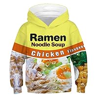 PIZOFF Ramen Hoodie for Kids 3D Print Graphic Pullover Hoodie Pocket for 3-14T