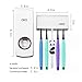 Lak-sen Toothpaste Dispenser Automatic Toothpaste Squeezer and Holder Set Hands Free - 5 Brush Holder, White