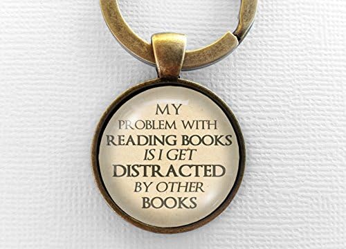 Funny Books Keychain, Glass Book Pendant Keyring, Bookish Gift, Text Jewelry, Book Lover, Nerd, Fandom, Geek Jewellery Key Chain Key Ring