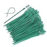EuTengHao 100 Pieces Adjustable Garden Plant Twist Ties, 6.7 Inch Flexible Plastic Twist Ties Multi-Use for Secure Vine (Green)