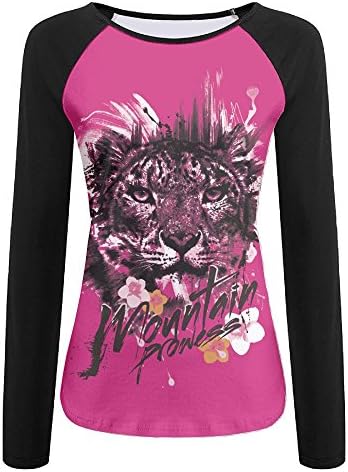 Power Lion Women Novelty T-Shirt Long Sleeve Baseball Tees