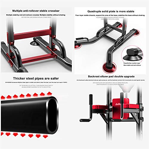 ZJDU-Power-Tower-Indoor-FitnessWorkout-Adjustable-Height-Pull-Up-Dip-Station-Multi-Function-Home-Strength-Training-Fitness-Workout-Station