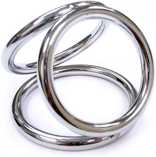 Rouge Garments Medium Stainless Steel Triple Cock Ring Cage, Silver