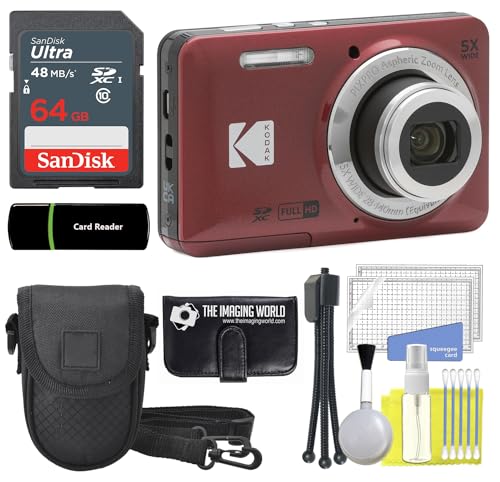Kodak PIXPRO FZ55 Red 16MP Digital Camera 5X Optical Zoom 28mm Wide Angle 1080P Full HD Video 2.7