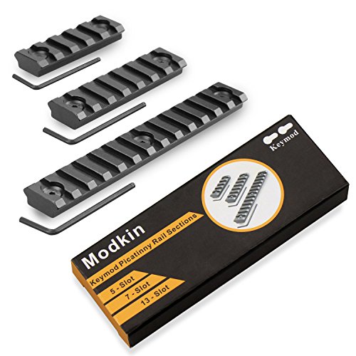 Modkin Picatinny Rail Sections for Keymod System, Lightweight Keymod Rail Mount Pack of 3 (13-Slot 7-Slot 5-Slot), Aluminum in Black - Thumbnail 6