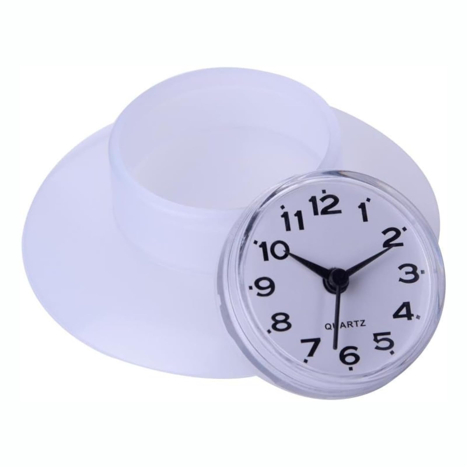 DEWIN Wall Clock, Mini Cute Bathroom Kitchen Mirror Suction Wall Clock Shower Waterproof Quartz Clocks for Kitchen Decoration(White)