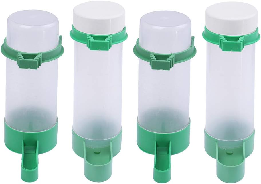 Ioffersuper 4 Pcs Bird Plastic Automatic Water Dispenser, Pet Water Food Feeder for Parrot Budgie Cockatiel Conure Parakeet Finch