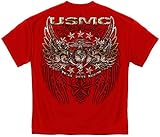 Marine Corps, USMC T-Shirt Usmc Pride Duty Honor Stars Silver Foil Red