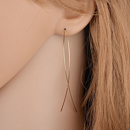 Threader Dangle Earrings Ear Drop Crawler Climber Studs Hoops Linear Long Line Geometric Charms Jewelry Golden Plated