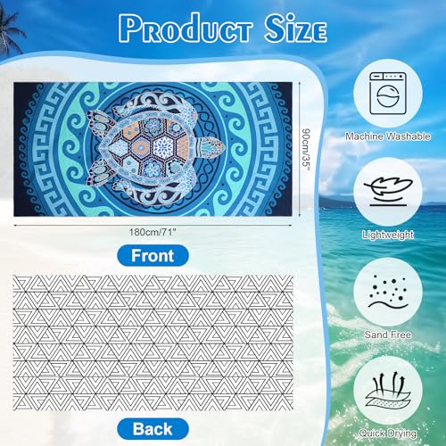 Zocipro Microfibre Beach Towel 180 x 90 cm – Anti-Draining XXL – Quick Drying, Ultralight and Portable, for Swimming Pool, Camping, Travel, Sports and Gym
