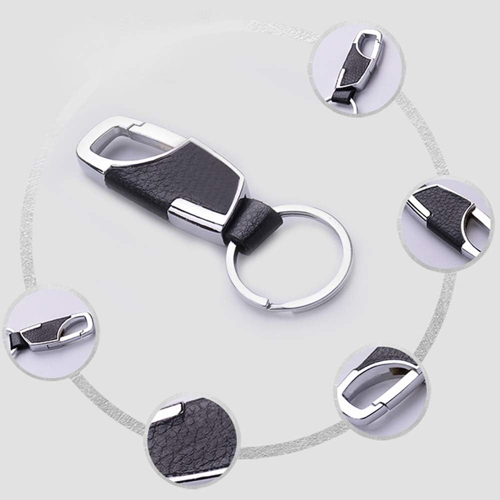 SourceTon 4 Packs Stainless Steel Key Chain with Leather, Premium Heavy Duty Car Home Office Keychain with Ring for Men and Women - Image 4