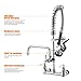 Commercial Sink Faucet with Sprayer for Kitchen : MSTJRY 25'' Height 8'' Center 12'' Spout Wall Mount Sink Faucet with Pre Rinse Sprayer - Brass Constructed Polished Chrome for 1/2/3 Compartment Sink
