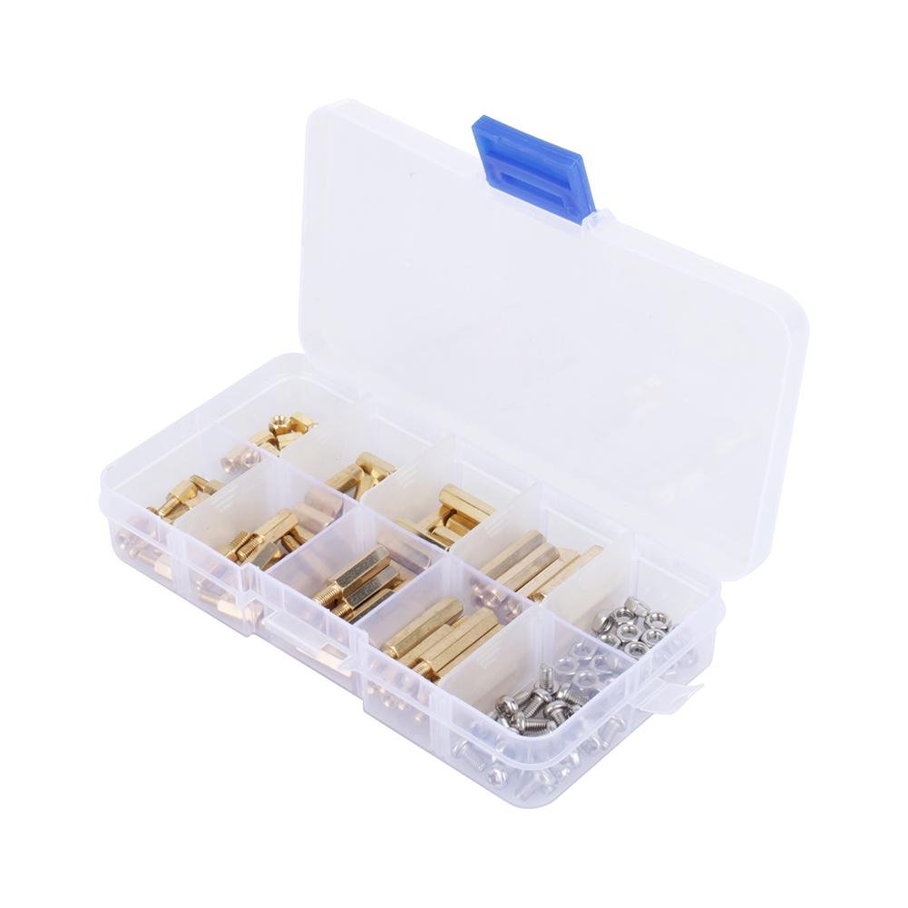 FTVOGUE 120Pcs M3 Male Female Brass Standoff Spacer PCB Board Hex Column Screws Nut Bolt Assortment for DIY Electronic Project