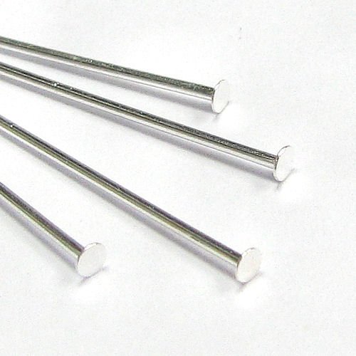 50 pcs Silver Plated Headpins Head Pins 21 gauge / 0.7mm 35mm / Findings / Bright
