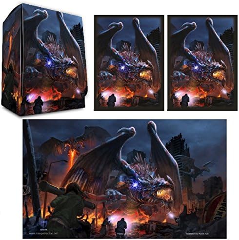HASTA LA VISTA -Dragon INVASION Playmat + DECK BOX + 100 Matching GLOSS Finish Sleeves (fits Magic / MTG, Pokemon Cards) by MAX PRO