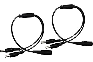 Security-01 2Pack 1 to 2 Way DC Power Splitter Cable Barrel Plug 5.5mm x 2.1mm for CCTV Cameras LED Light Strip and More