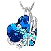 ZIOZIA Necklaces for Women Made with Blue Swarovski Crystal Love Heart Pendant Fine Jewelry for Girls Gifts for Girlfriend and Mom